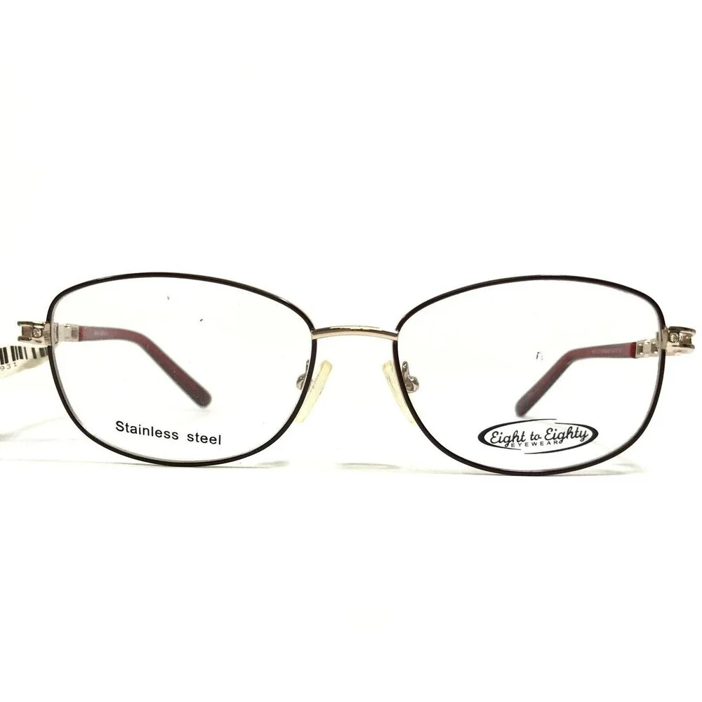 Eight to Eighty Eyeglasses Frames PHYLLIS BURGUNDY Red Gold Wire Rim 54-16-140